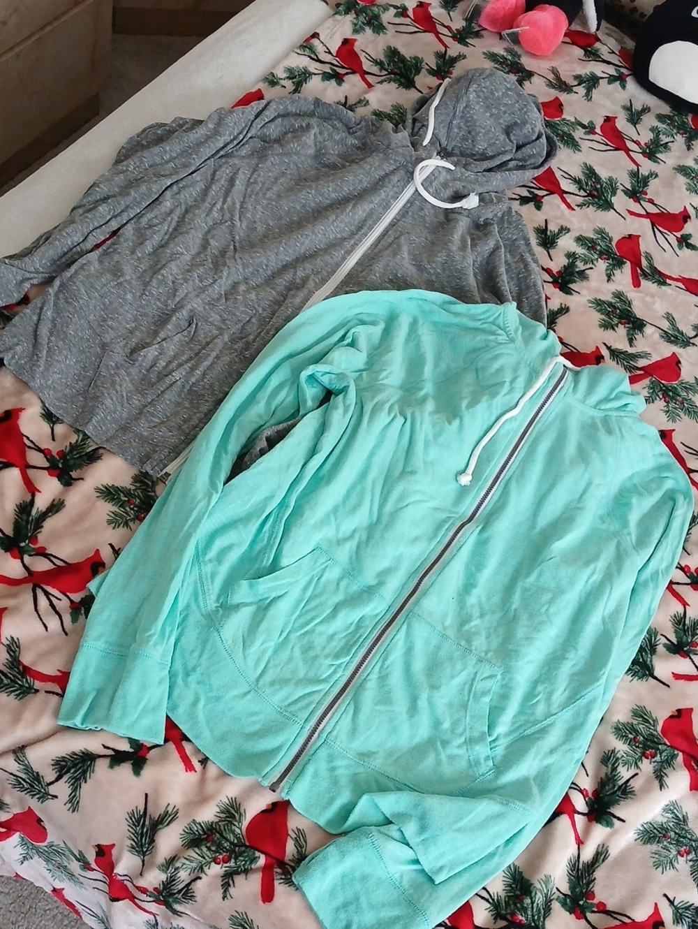 SO Mint and Gray Zip-Up Hoodie Bomber Jacket